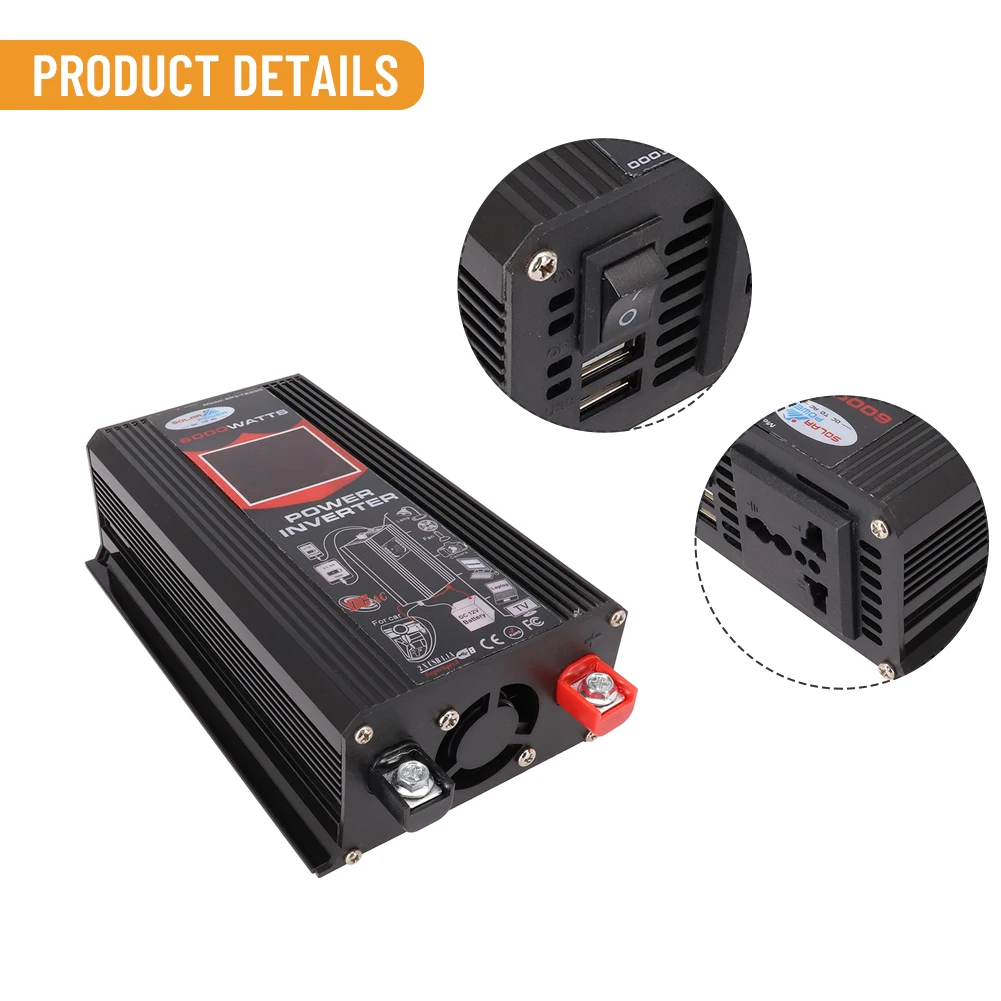 Brand New Voltage Converter Solar Inverter 12V To 230V 6000W Battery Clip Power Converter Pure Sine Wave Inverter
Brand New Voltage Converter Solar Inverter 12V To 230V 6000W Battery Clip Power Converter Pure Sine Wave Inverter