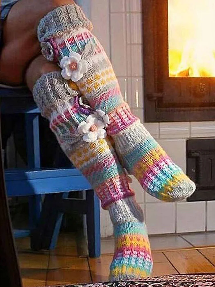 Kawaii Flowers Winter Warm Knee Stockings Women Over The Knee Stocking Thick Cotton-Blend Boot Socks Rainbow Thigh-High Crimping
Kawaii Flowers Winter Warm Knee Stockings Women Over The Knee Stocking Thick Cotton-Blend Boot Socks Rainbow Thigh-High Crimping