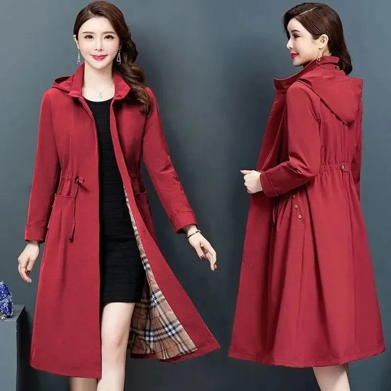 Long Women Trench Coat Spring Autumn Windbreaker Jackets Plaid Inside Lined Slim Waist Drawstring Single Breasted Lapel Female
Long Women Trench Coat Spring Autumn Windbreaker Jackets Plaid Inside Lined Slim Waist Drawstring Single Breasted Lapel Female