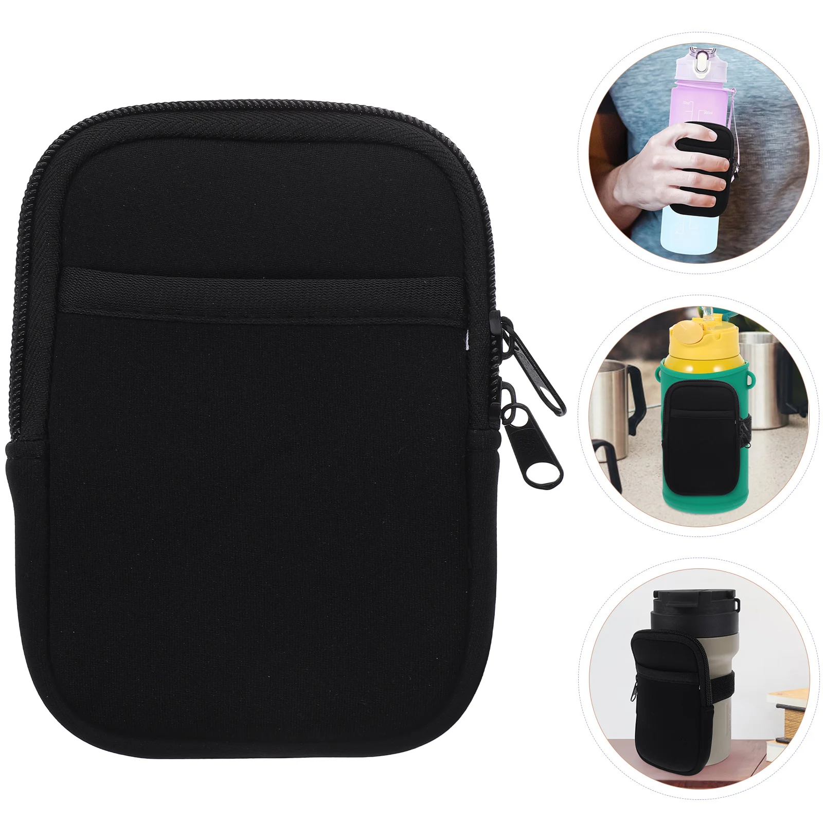 

Portable Bottles Pocket Zipper Pouch Multi-use Small Tumbler Storage Bag Strap Neoprene Water Pouches Cup