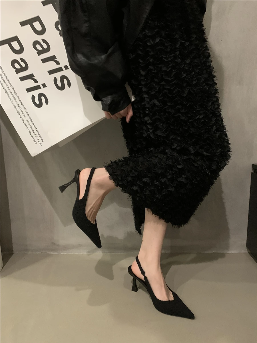 

Женские босоножки на высоком каблуке, бежевые туфли с закрытым носком, удобные туфли с острым носком на шпильке, лето 2023
