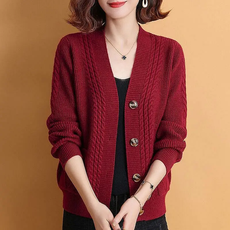 Autumn Winter Women's Cardigans Button Up V-neck Warm Sweater Vintage Knitted Cardigan OL Fashion Ladies Tops Oversize Cardigan
Autumn Winter Women's Cardigans Button Up V-neck Warm Sweater Vintage Knitted Cardigan OL Fashion Ladies Tops Oversize Cardigan