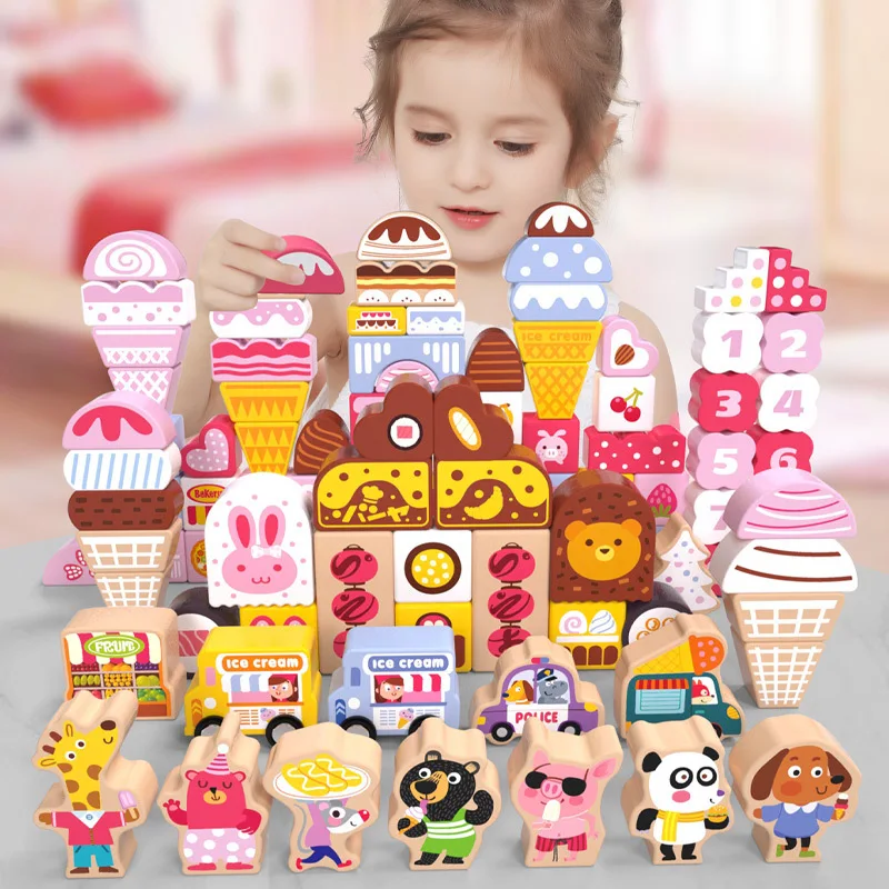 Wooden ice cream world building blocks 116 colorful animal car children's educational building blocks play house toys
Wooden ice cream world building blocks 116 colorful animal car children's educational building blocks play house toys