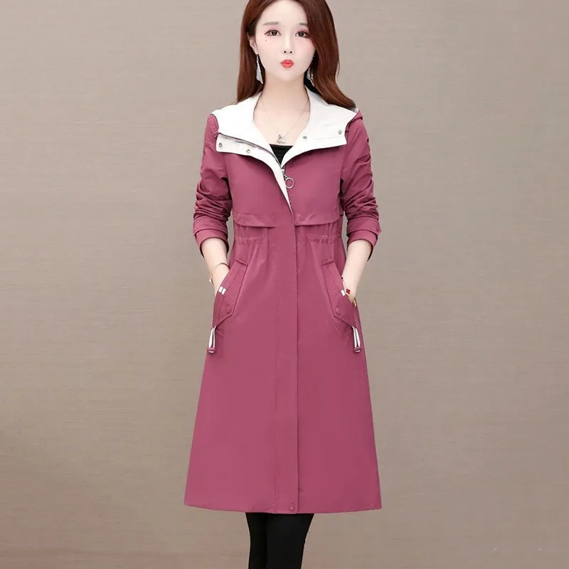 Women's Long Trench Coat Office Clothing Spring Autumn New Casual Windbreaker Coats Plus Size Hooded Parka Overcoat Black Trend
Women's Long Trench Coat Office Clothing Spring Autumn New Casual Windbreaker Coats Plus Size Hooded Parka Overcoat Black Trend