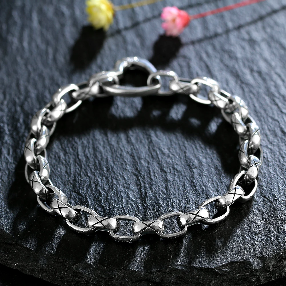 Vintage 925 Sterling Silver Bracelet Love Heart Chain Bangles for Women Men Fashion Fine Jewelry Gift Accessories Bracelets
Vintage 925 Sterling Silver Bracelet Love Heart Chain Bangles for Women Men Fashion Fine Jewelry Gift Accessories Bracelets