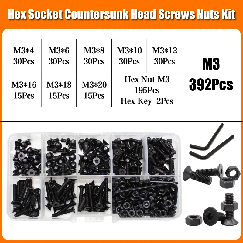 Винт с шестигранным углублением, с потайной головкой M2 M3 M4 M5 M6, черный, 10.9 класс, легированная сталь, стандартные винты, набор винтов в ассортименте
Винт с шестигранным углублением, с потайной головкой M2 M3 M4 M5 M6, черный, 10.9 класс, легированная сталь, стандартные винты, набор винтов в ассортименте