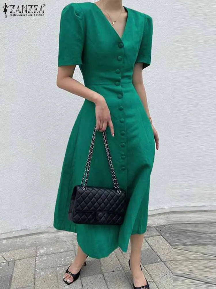 ZANZEA Elegant Summer Maxi Dress 2022 Sexy V Neck High Waist Party Robes Shirt Dress Women Solid A Line Long Sundress Oversized
ZANZEA Elegant Summer Maxi Dress 2022 Sexy V Neck High Waist Party Robes Shirt Dress Women Solid A Line Long Sundress Oversized