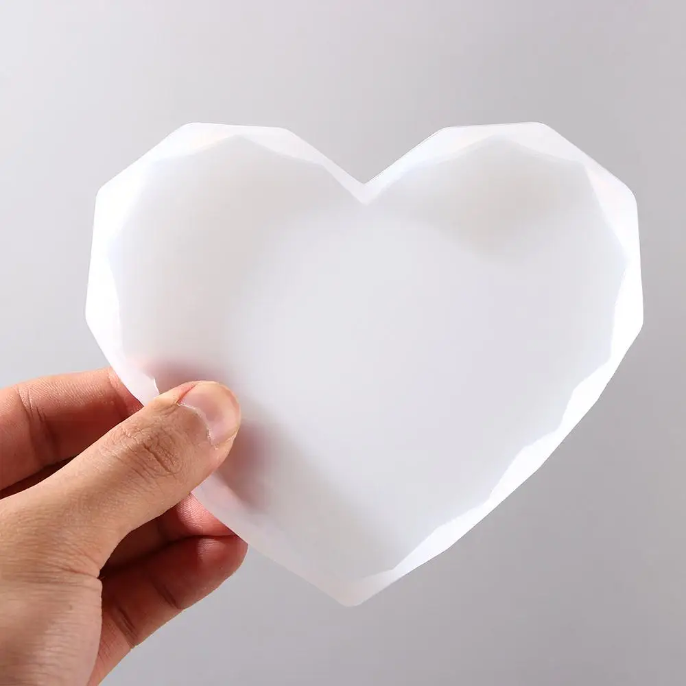 

Home Decor DIY Diamond Edge Cup Mats Silicone Heart Shaped Tray Mould Coaster Mold Pad Clay Tools Resin Casting Mold