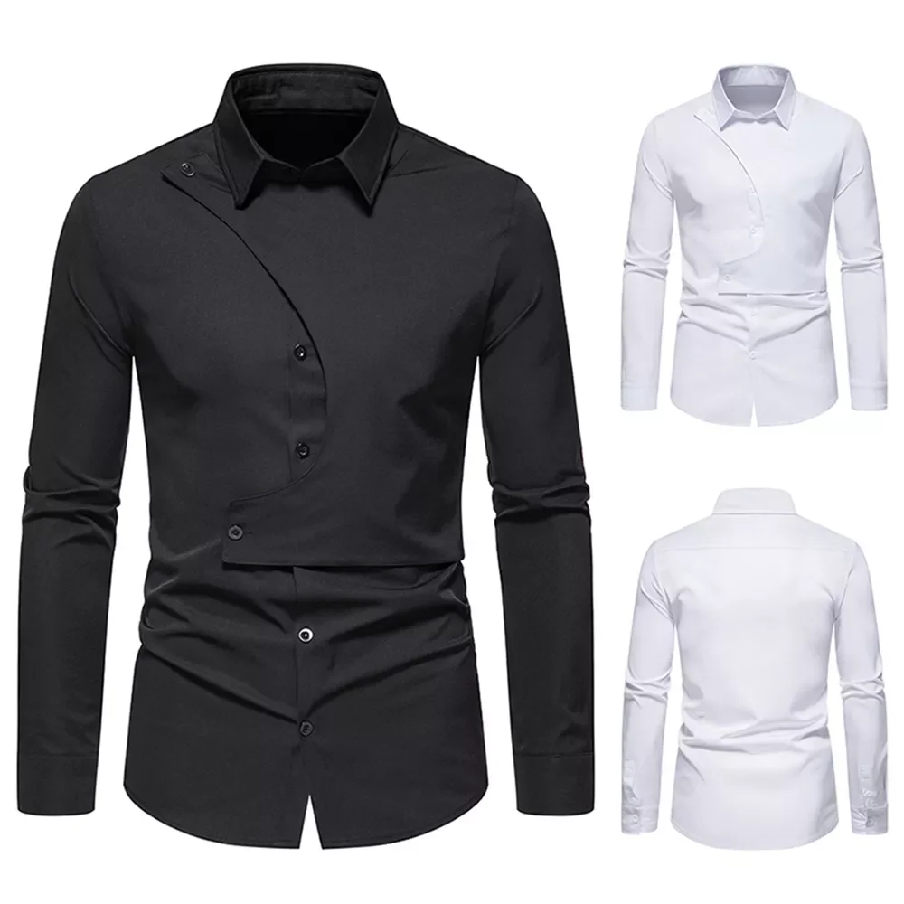 US Size Men's Spring New oblique button irregular contrast color Henry collar high-end Business Casual Long-sleeved Shirt
US Size Men's Spring New oblique button irregular contrast color Henry collar high-end Business Casual Long-sleeved Shirt