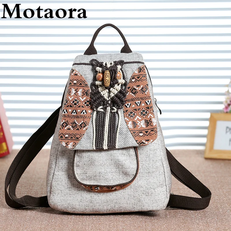 Motaora Women's Backpack New National Weave Canvas Bag Individual Decoration Handmade Backpack For Female Travel Bags
Motaora Women's Backpack New National Weave Canvas Bag Individual Decoration Handmade Backpack For Female Travel Bags