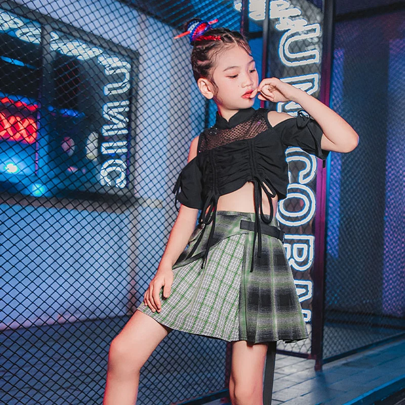 Jazz Clothes For Kids Short Sleeve Tops Plaid Skirt Summer HipHop Suit Modern Street Dance Practice/Performance Clothing
Jazz Clothes For Kids Short Sleeve Tops Plaid Skirt Summer HipHop Suit Modern Street Dance Practice/Performance Clothing