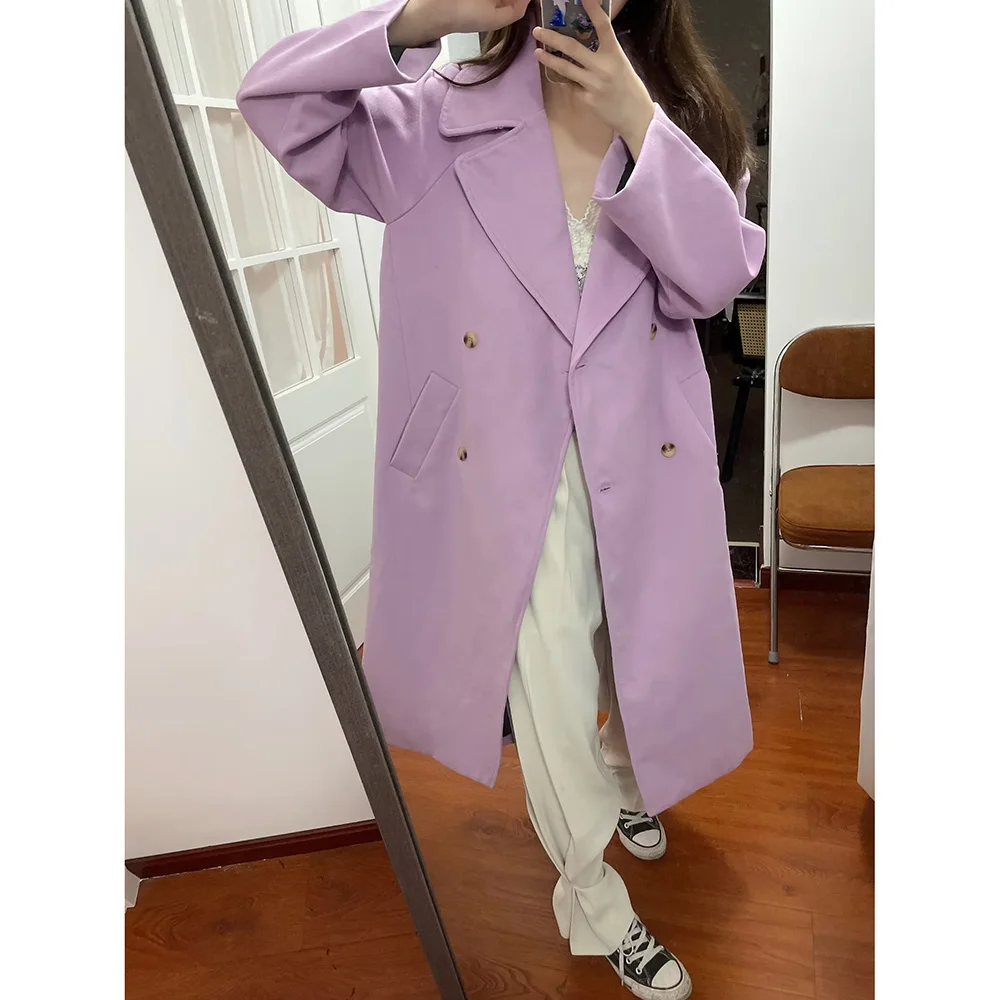 DiYiG WOMAN 2022 Fashion Wool Coat Jacket Solid Color Retro Lapel Long Sleeve Double Breasted Long Outer Chic Mujer Overcoat
DiYiG WOMAN 2022 Fashion Wool Coat Jacket Solid Color Retro Lapel Long Sleeve Double Breasted Long Outer Chic Mujer Overcoat