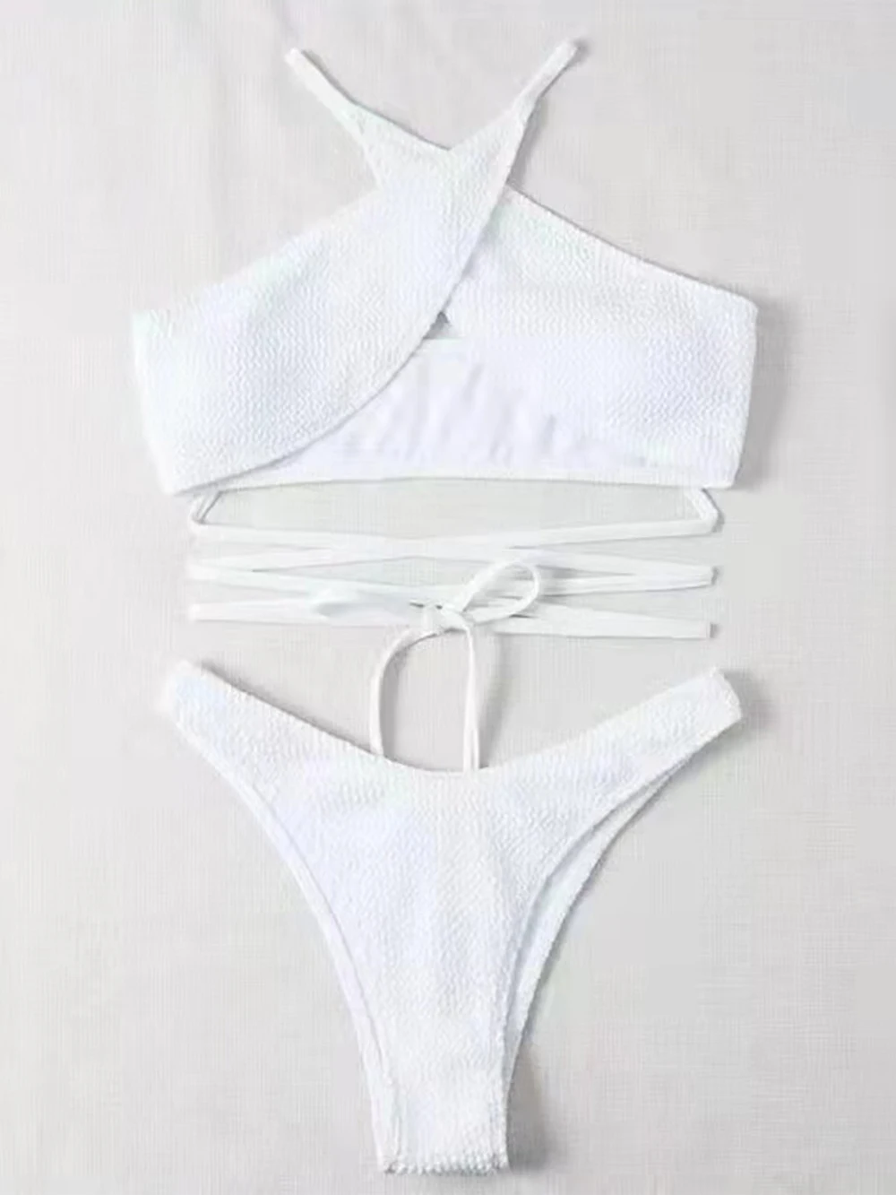 Solid Two Piece Bikinis Women White Swimwear Low Waist Swimsuit Summer Beach Wear Cross Bandage Bathing Suit Monokini
Solid Two Piece Bikinis Women White Swimwear Low Waist Swimsuit Summer Beach Wear Cross Bandage Bathing Suit Monokini