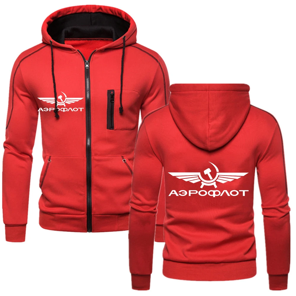 

2023 Aeroflot Aviation Russe Pilote Aerospace Print Spring Autumn CCCP Cotton Hooded Zip Fashion Streetwear Casual Hoodies Tops