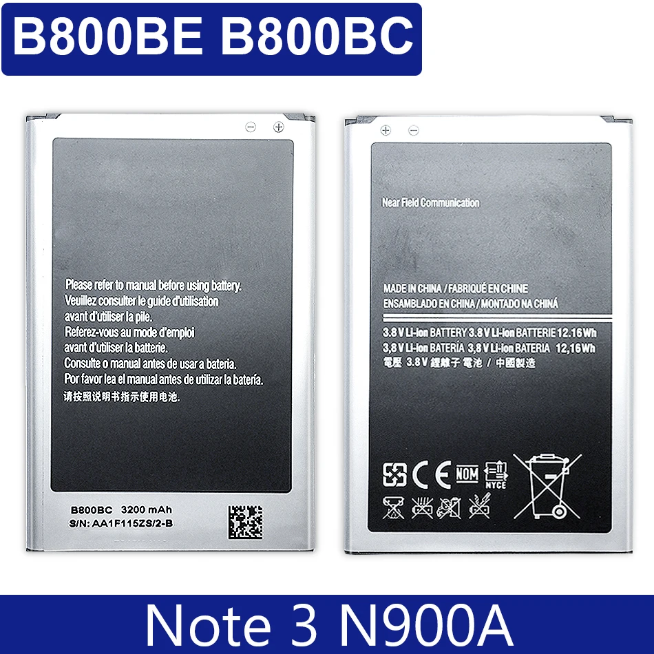 

Bateria Mobile Phone Battery For Samsung Galaxy Note 3 N900 N9006 N9005 N9000 N900A N900T N900P 3200mAh B800BE B800BC Battery