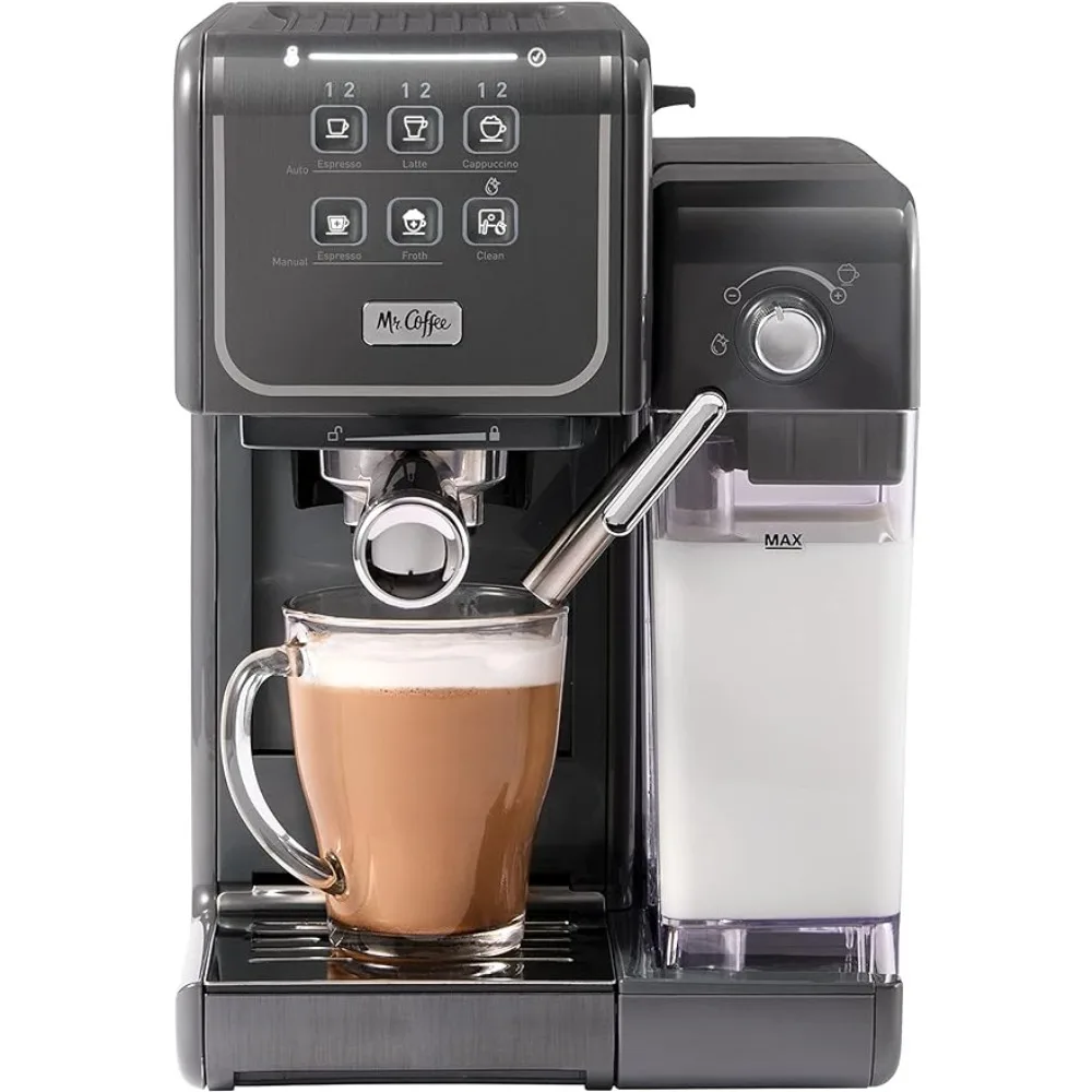 

Mr. Coffee One-Touch CoffeeHouse+ Espresso, Cappuccino & Latte Maker with 19-Bar Italian Pump & Milk Frother Latte, Grey