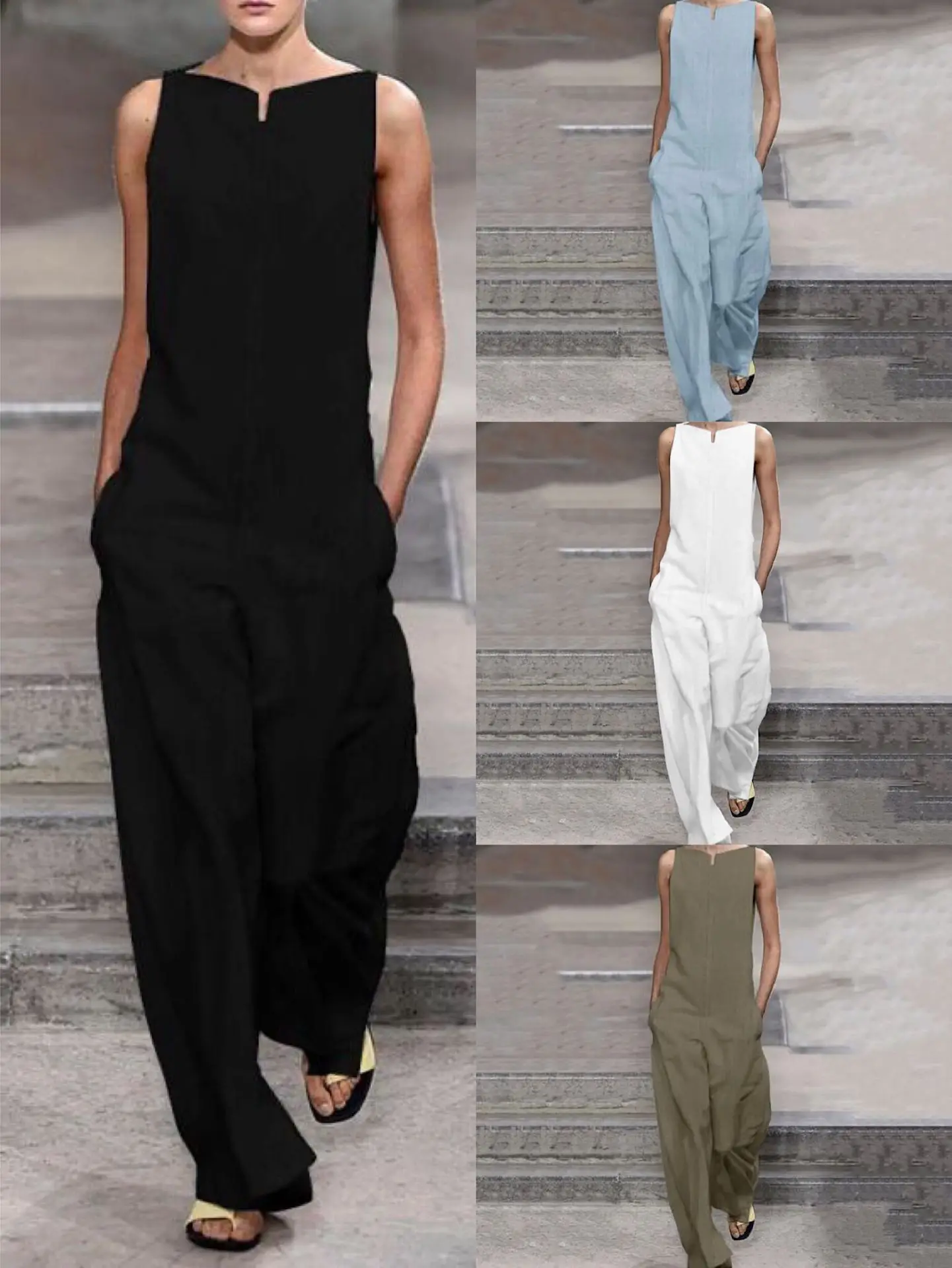 Rompers 2022 Solid Women's Overalls Jumpsuit Casual Loose Jumpsuits Sleeveless Wide Leg Bib Ladies OL Commuting Summer Outfit
Rompers 2022 Solid Women's Overalls Jumpsuit Casual Loose Jumpsuits Sleeveless Wide Leg Bib Ladies OL Commuting Summer Outfit