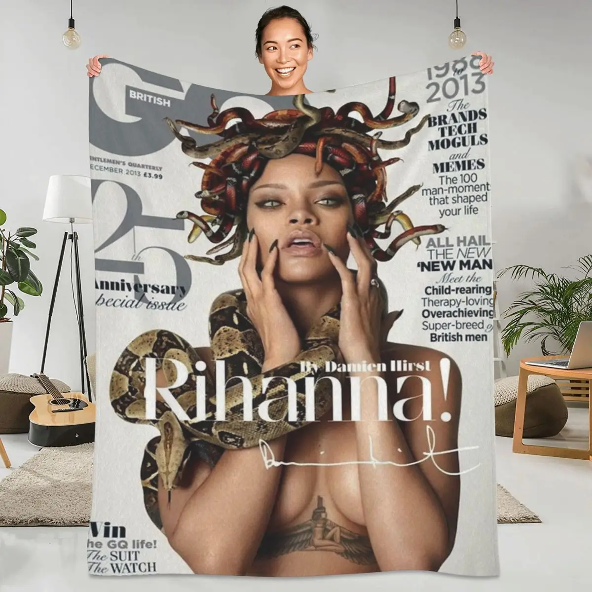 

R-Rihanna Super Soft Blanket Singer Actress Travelling Bedding Throws Winter Pattern Design Flannel Bedspread Sofa Bed Cover