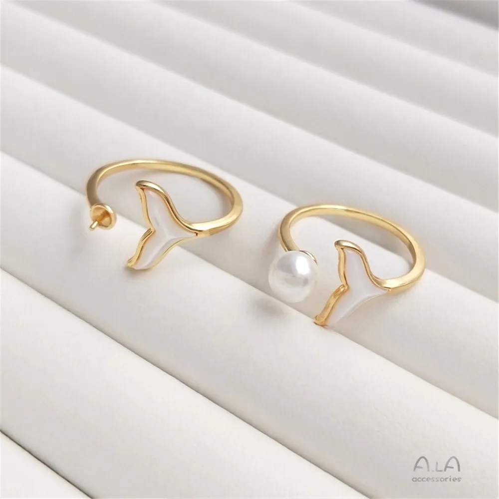 DIY handmade accessories 14K gold shell fishtail ring empty socket half hole pearl socket fashion opening ring
DIY handmade accessories 14K gold shell fishtail ring empty socket half hole pearl socket fashion opening ring