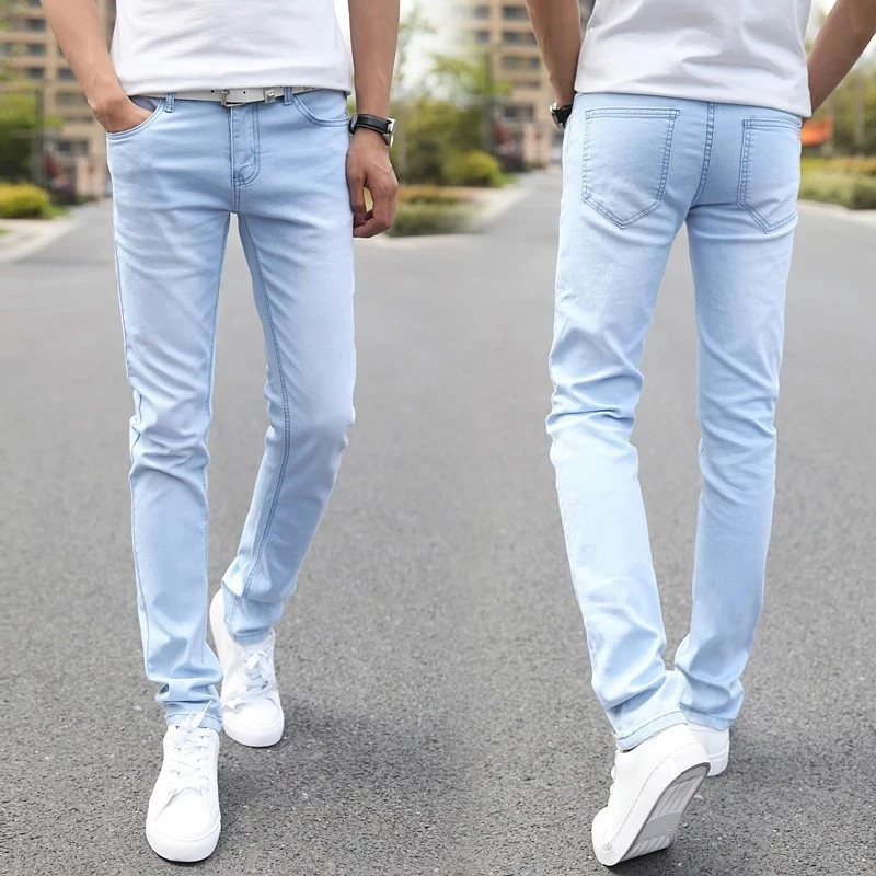 2022 New Men Stretch Skinny Jeans Male Designer Brand Super Elastic Straight Trousers Jeans Slim Fit Fashion Jeans Sky blue
2022 New Men Stretch Skinny Jeans Male Designer Brand Super Elastic Straight Trousers Jeans Slim Fit Fashion Jeans Sky blue
