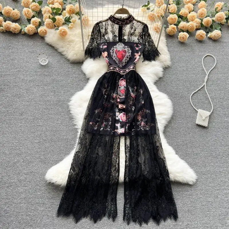 Женское платье, Новинка лета 2023, тяжелая промышленная Вышивка, принт с кружевом, с разрезом, платье с воротником-стойкой, длинное платье
Женское платье, Новинка лета 2023, тяжелая промышленная Вышивка, принт с кружевом, с разрезом, платье с воротником-стойкой, длинное платье