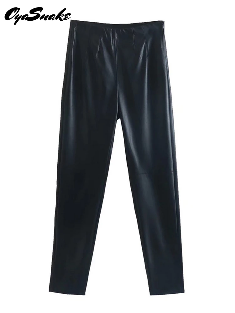 Oyasnake 2022 New Women PU Pencil Pants Solid Fake Leather Zipper High Waist Slim Skinny Spring High Street Trousers
Oyasnake 2022 New Women PU Pencil Pants Solid Fake Leather Zipper High Waist Slim Skinny Spring High Street Trousers