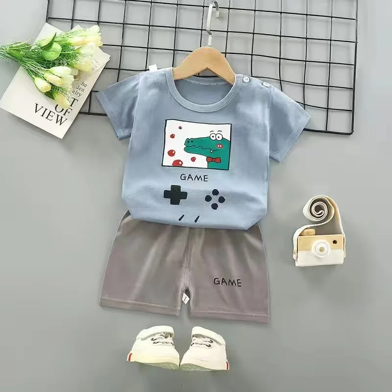 2022 Children's Short-sleeved Suit Cotton Baby T-shirt 0-5 Years Old Boys And Girls Summer Top + Pants Two-piece Kid's Clothes
2022 Children's Short-sleeved Suit Cotton Baby T-shirt 0-5 Years Old Boys And Girls Summer Top + Pants Two-piece Kid's Clothes