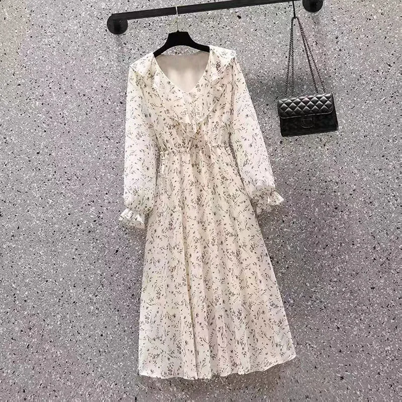 Women Dress 2022 New Spring Dress Floral Lotus Lace Chiffon V-neck Puff Sleeve Dress Waist Slim Long Dress
Women Dress 2022 New Spring Dress Floral Lotus Lace Chiffon V-neck Puff Sleeve Dress Waist Slim Long Dress