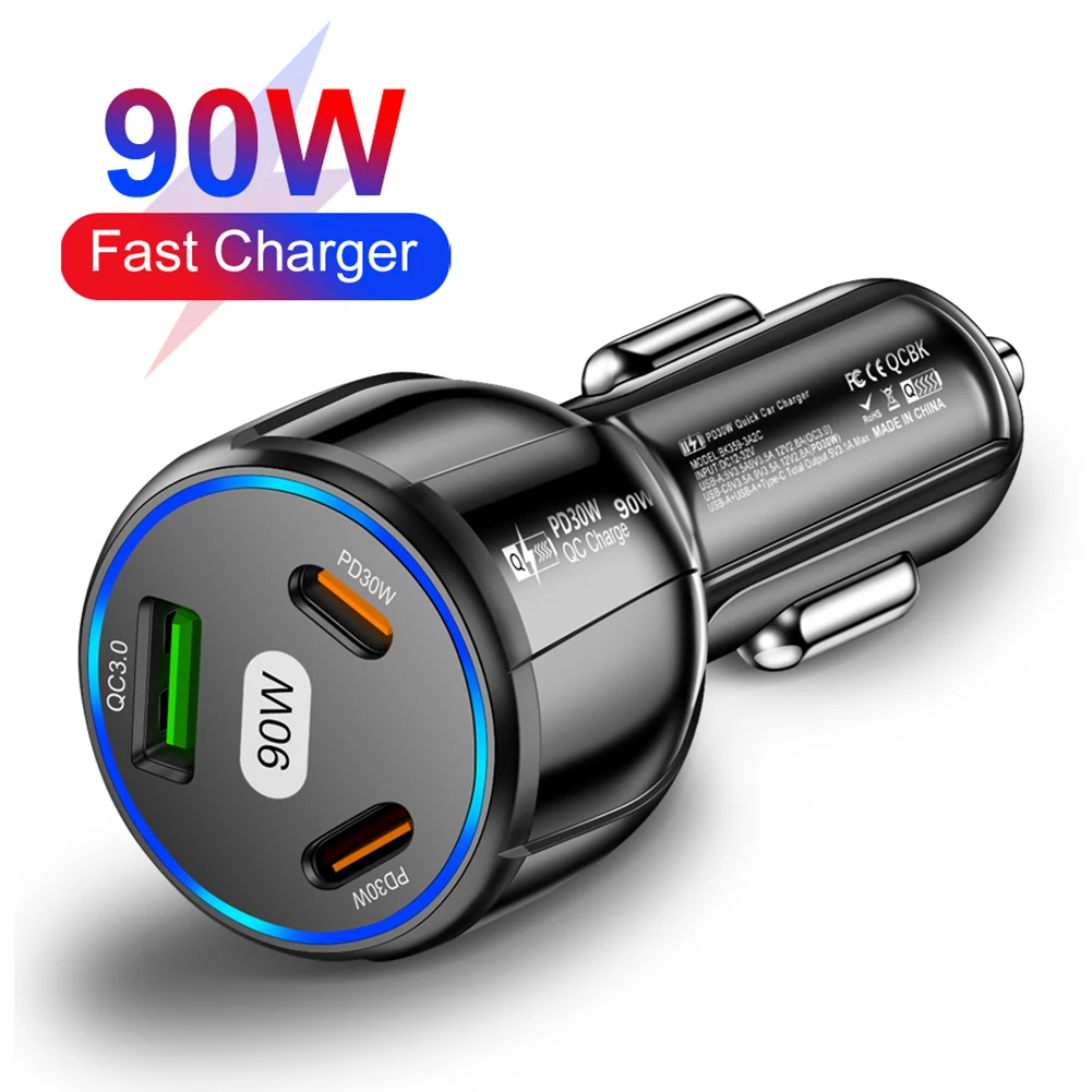 1pc 90W 3 Ports Car Charger Fast Charge PD USB C Type C Adapter With LED Light Sturdy & Durable Portable DC12-32V
1pc 90W 3 Ports Car Charger Fast Charge PD USB C Type C Adapter With LED Light Sturdy & Durable Portable DC12-32V