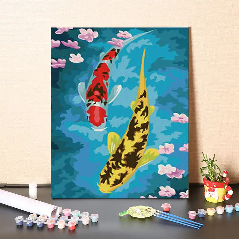 Digital oil painting filling Chinese auspicious Ruyiyi Goldfish Carp Porch decoration color oil color acrylic painting
Digital oil painting filling Chinese auspicious Ruyiyi Goldfish Carp Porch decoration color oil color acrylic painting
