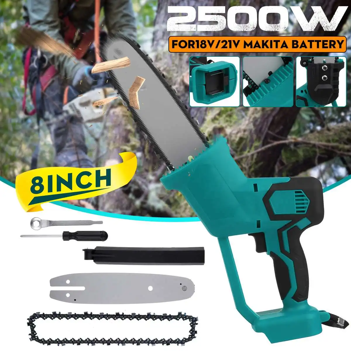 2500W 8 Inch Electric Chainsaw Bracket Cordless Chain Saw Wood Cutter Cutting Machine Woodworking Tools For 18V Makita Battery
2500W 8 Inch Electric Chainsaw Bracket Cordless Chain Saw Wood Cutter Cutting Machine Woodworking Tools For 18V Makita Battery