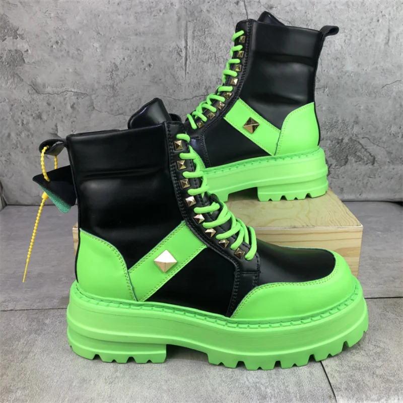 New Design Rivets Trendy Thick Sole Heightened Men Leather Boots Botines Hombre High Top Shoes Chelsea Motorcycle Boots 3C
New Design Rivets Trendy Thick Sole Heightened Men Leather Boots Botines Hombre High Top Shoes Chelsea Motorcycle Boots 3C