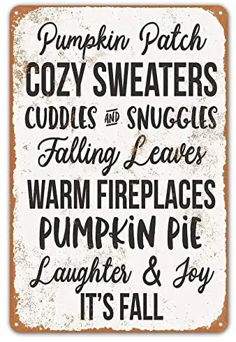 Vintage Style Metal Tin Sign Pumpkin Patch Cozy Sweaters Falling Leaves Home Wall Decor 8 x 12 inches
Vintage Style Metal Tin Sign Pumpkin Patch Cozy Sweaters Falling Leaves Home Wall Decor 8 x 12 inches