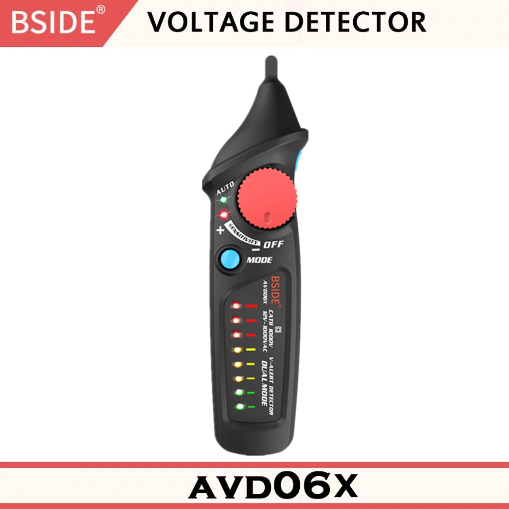 BSIDE AVD06 Non-contact Voltage Tester Dual Mode AC 12-1000V Auto/Manual NCV Detector Live Wire Check Sensitivity Adjustable
BSIDE AVD06 Non-contact Voltage Tester Dual Mode AC 12-1000V Auto/Manual NCV Detector Live Wire Check Sensitivity Adjustable