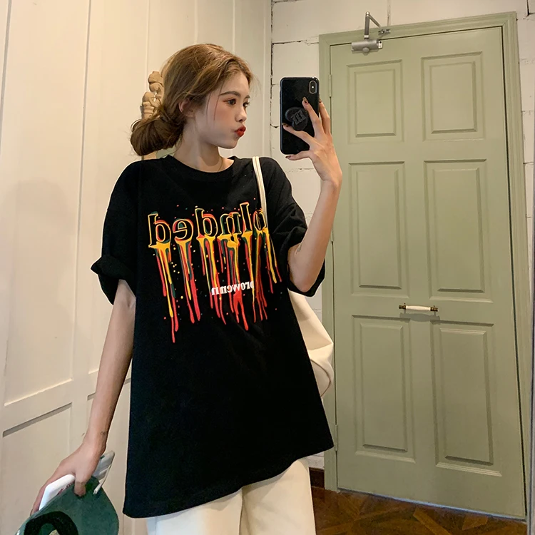 7737 women new letter dissolving pattern printing round neck short-sleeved T-shirt
7737 women new letter dissolving pattern printing round neck short-sleeved T-shirt