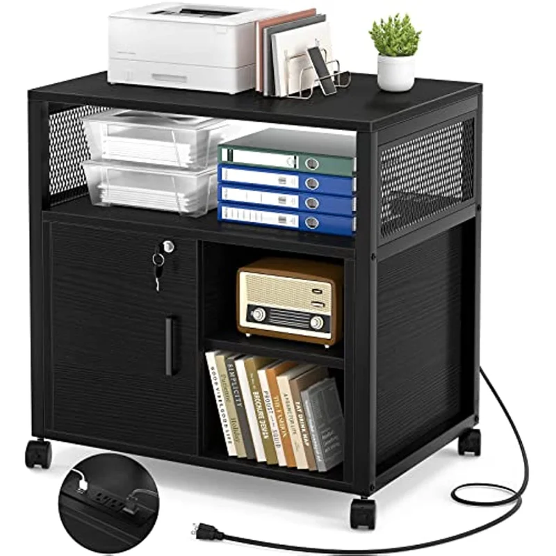 Locking Office Filing Cabinets with Socket and USB Charging Port, Modern Rolling Printer Stand with Storage for A4, Letter Size
Locking Office Filing Cabinets with Socket and USB Charging Port, Modern Rolling Printer Stand with Storage for A4, Letter Size