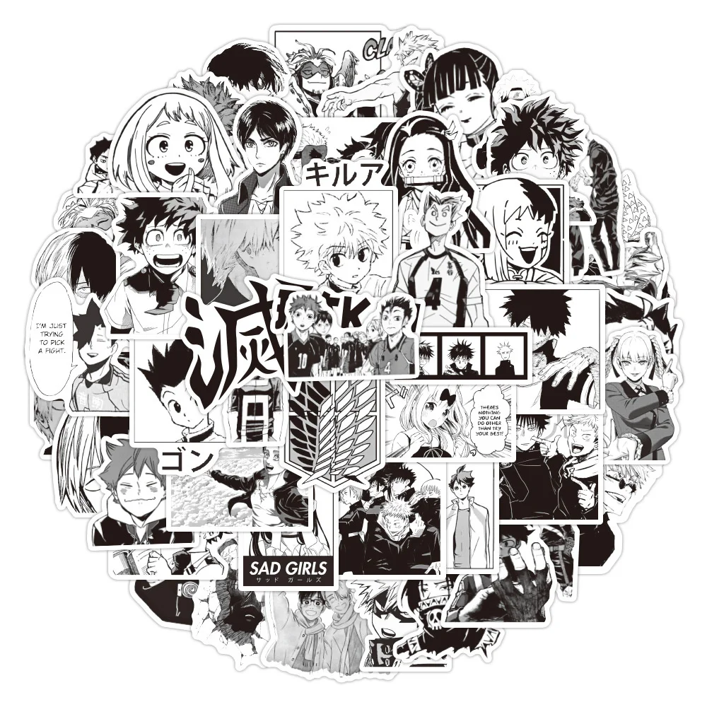 10/30/50PCS Black and White Japanese Anime Mix Sticker for Luggage Laptop IPad Gift Motorcycle Journal Waterproof Sticker Wholes
10/30/50PCS Black and White Japanese Anime Mix Sticker for Luggage Laptop IPad Gift Motorcycle Journal Waterproof Sticker Wholes