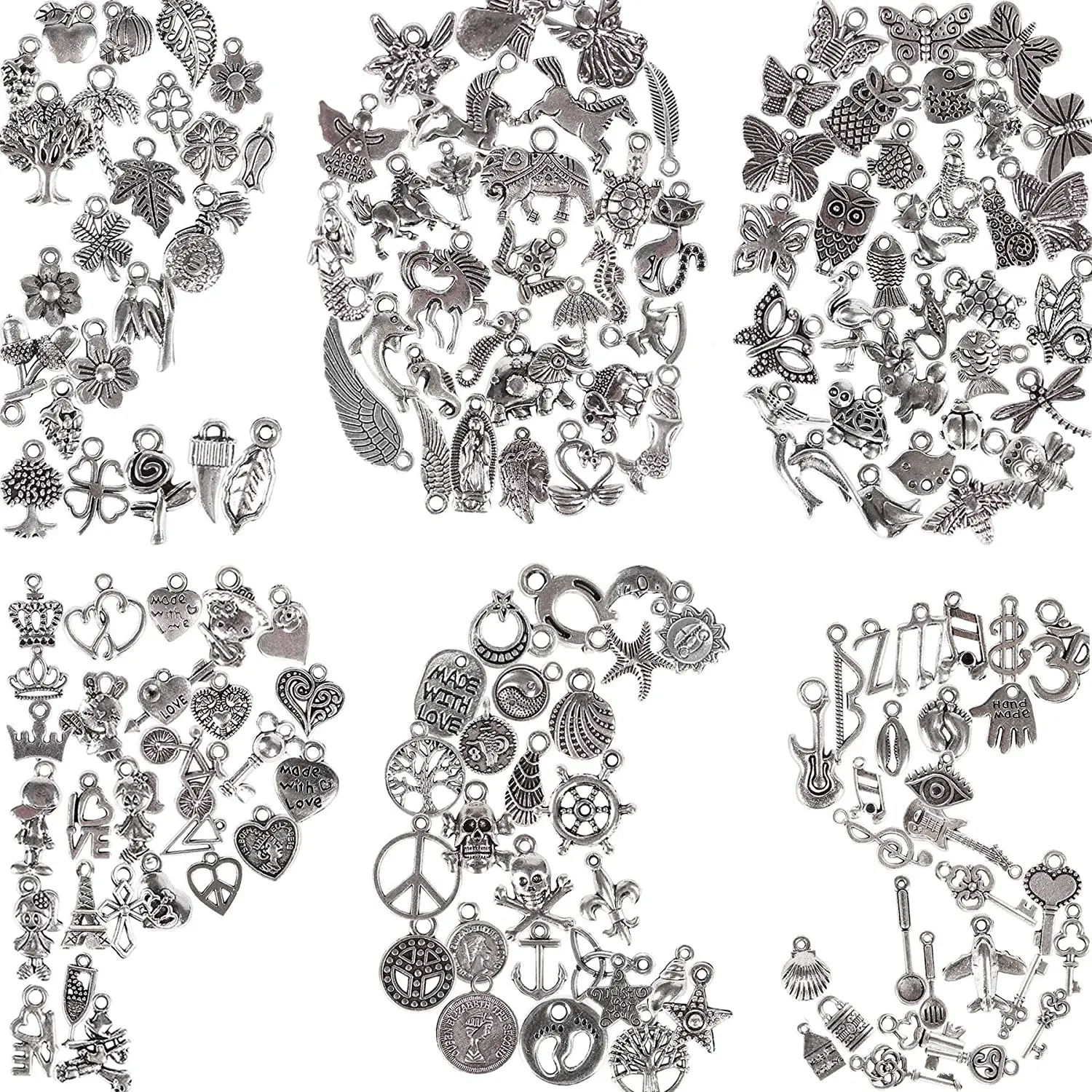 100-200pcs Retro Silver Mixed Tibetan Charms Pendant Animal Beads for Jewelry Making Bracelet DIY Earrings Necklace Accessories 
100-200pcs Retro Silver Mixed Tibetan Charms Pendant Animal Beads for Jewelry Making Bracelet DIY Earrings Necklace Accessories