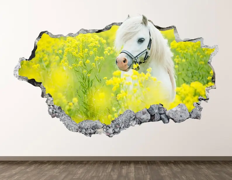 White Pony Wall Decal - Horse Animal 3D Smashed Wall Art Sticker Kids Room Decor Vinyl Home Poster Custom Gift KD673
White Pony Wall Decal - Horse Animal 3D Smashed Wall Art Sticker Kids Room Decor Vinyl Home Poster Custom Gift KD673