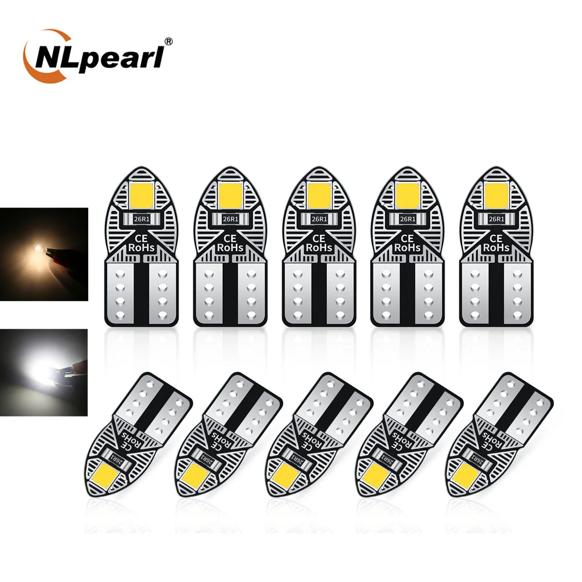 

NLpearl 10x W5W T10 LED Canbus Bulb 168 194 Cars Interior Light 12V 2SMD 2835 Auto Clearance Lights Reading Lamps Signal Lamp