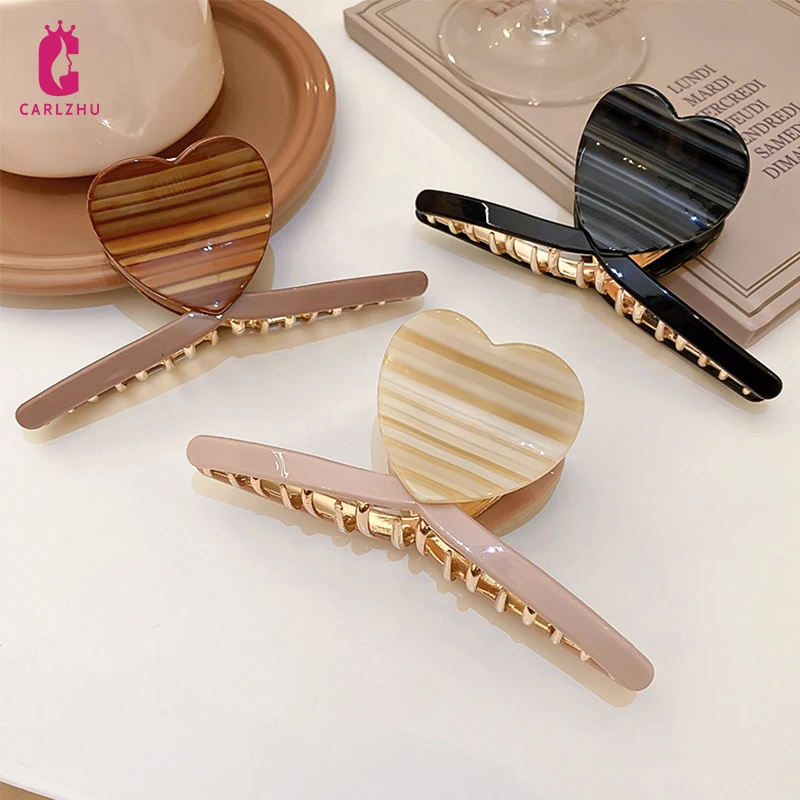 2022 New Stripes Acrylic Heart Shape Hair Claws Crab Large Claw Clips for Woman Girls Bath Barrette Lady Fashion Headdress Gifts
2022 New Stripes Acrylic Heart Shape Hair Claws Crab Large Claw Clips for Woman Girls Bath Barrette Lady Fashion Headdress Gifts