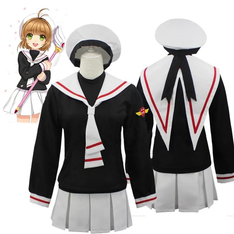 Japanese Anime Card Captor Sakura Cosplay Costumes Girls Navy Collar Sailor School Uniform Suit Women Pleated Skirts Party Dress
Japanese Anime Card Captor Sakura Cosplay Costumes Girls Navy Collar Sailor School Uniform Suit Women Pleated Skirts Party Dress