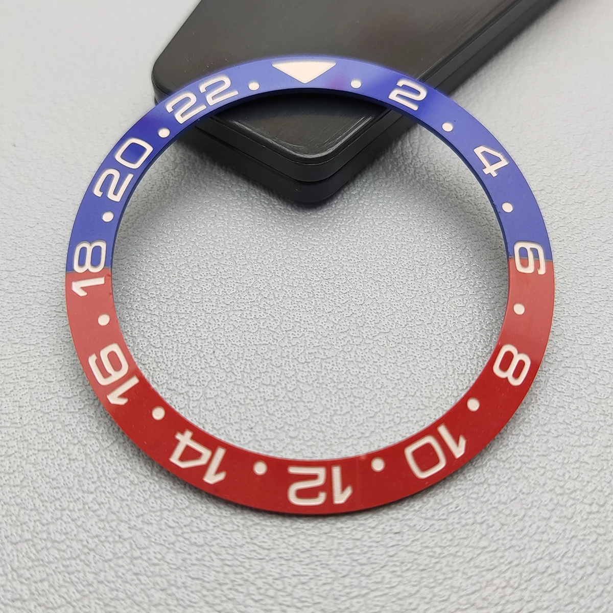 

38*30.6mm Sloping Ceramic Bezel Insert GMT blue red circle white high end Luxury Men's Watch Accessories Popular Item