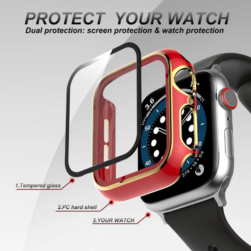 Glass+Cover For Apple Watch Case 40mm 44mm 41mm 45mm PC Case Tempered Glass Protector Film For iWatch SeriesSE 7 6 5 4 Watchband
Glass+Cover For Apple Watch Case 40mm 44mm 41mm 45mm PC Case Tempered Glass Protector Film For iWatch SeriesSE 7 6 5 4 Watchband