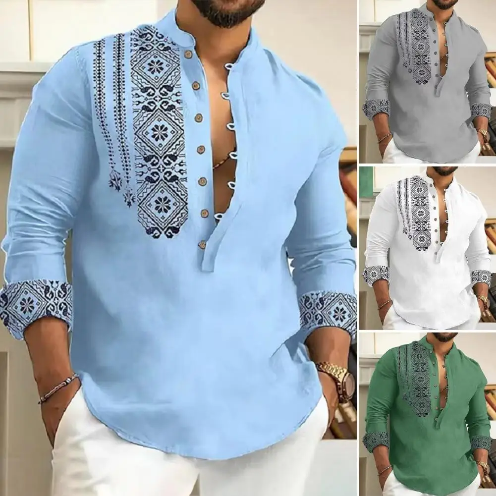 Button-down Shirt Ethnic-inspired Men's Office Shirts Slim Fit Vintage Prints Breathable Fabric for Fall Spring Seasons Men 
Button-down Shirt Ethnic-inspired Men's Office Shirts Slim Fit Vintage Prints Breathable Fabric for Fall Spring Seasons Men