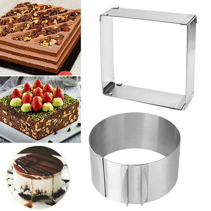 Stainless Adjustable Circle Square Mousse Ring Pastry Mold Cake Mould Baking Tools Kitchen Accessories Cake Decorating Tools
Stainless Adjustable Circle Square Mousse Ring Pastry Mold Cake Mould Baking Tools Kitchen Accessories Cake Decorating Tools