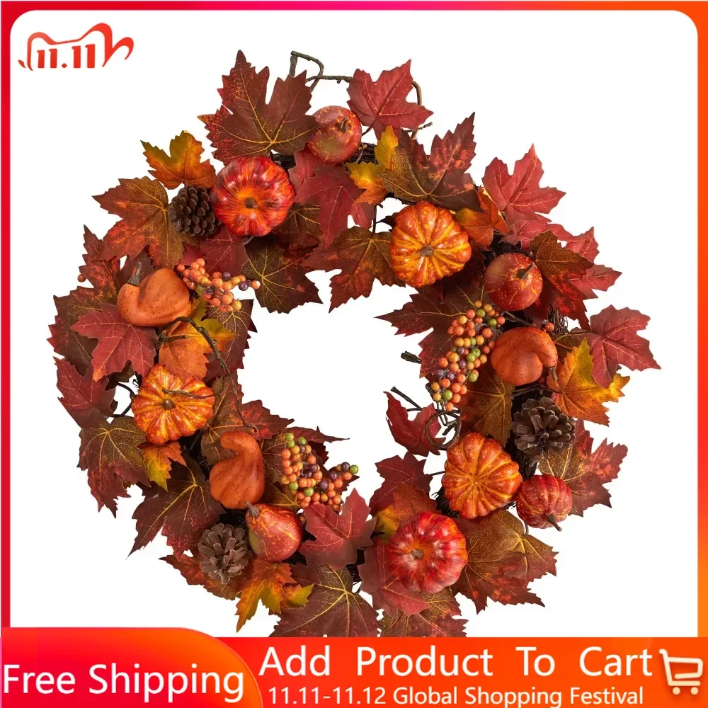 Искусственный осенний венок с оранжевой тыквой, бесплатная доставка, праздничные аксессуары для дома
Искусственный осенний венок с оранжевой тыквой, бесплатная доставка, праздничные аксессуары для дома