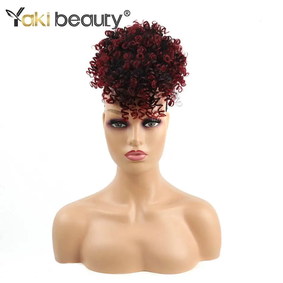 Short Afro Puff Kinky Curly Drawstring Ponytail With Bangs Synthetic Turban Headwrap-2 in 1 Wig for Black Women
Short Afro Puff Kinky Curly Drawstring Ponytail With Bangs Synthetic Turban Headwrap-2 in 1 Wig for Black Women