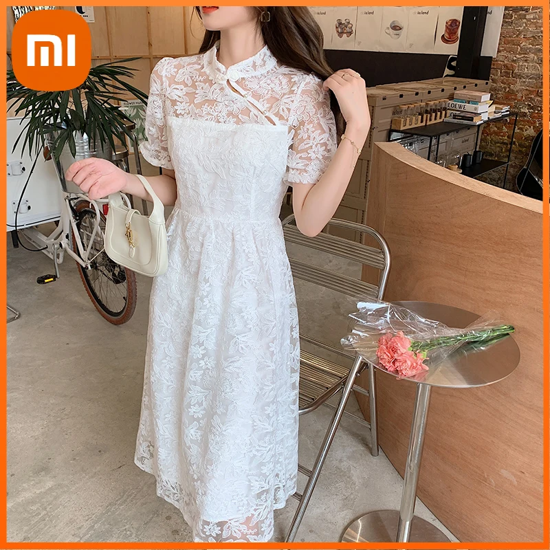 Женское кружевное платье-Ципао Xiaomi, белое винтажное праздничное платье миди с вышивкой, женское летнее цельное платье в Корейском стиле для...
Женское кружевное платье-Ципао Xiaomi, белое винтажное праздничное платье миди с вышивкой, женское летнее цельное платье в Корейском стиле для...