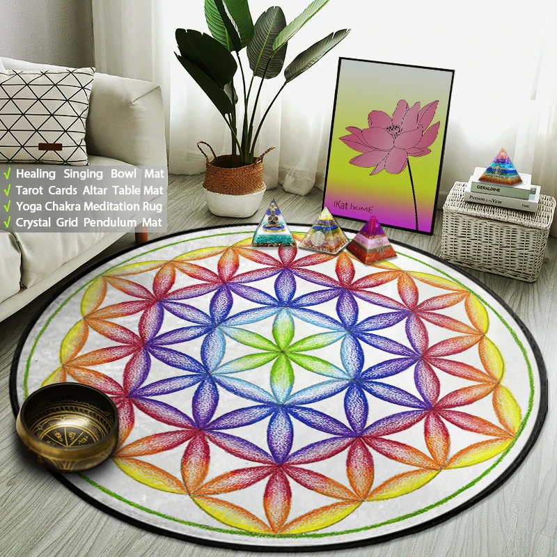 Rainbow/Blue/Black Flower Of Life Computer Chair Round Area Rug Bedroom Floor Mat Yoga Meditation Carpet Thick Non-slip Dropship 
Rainbow/Blue/Black Flower Of Life Computer Chair Round Area Rug Bedroom Floor Mat Yoga Meditation Carpet Thick Non-slip Dropship